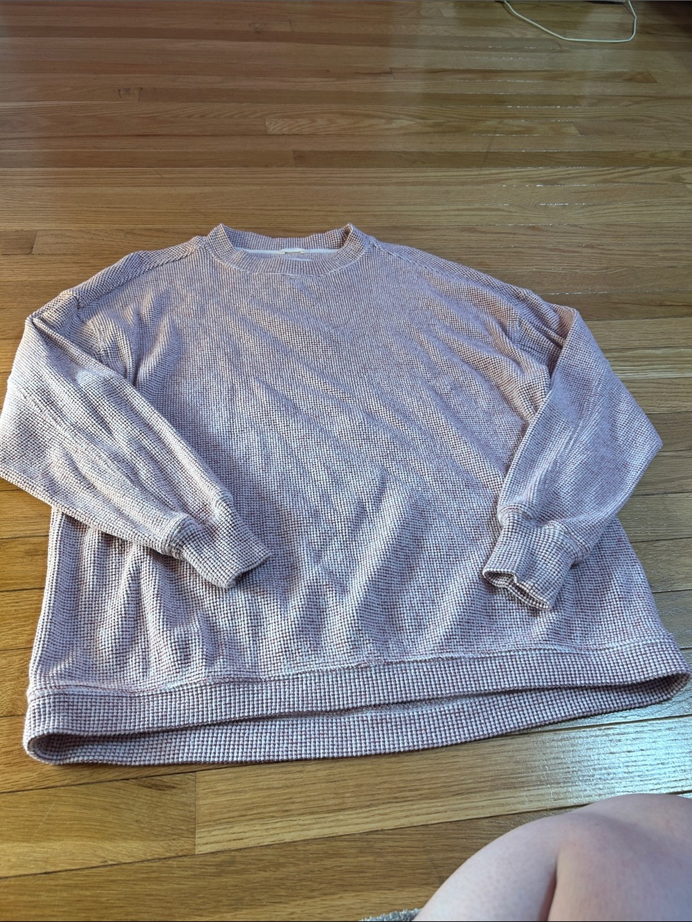 aerie Crewneck Waffle Sweater in Dusty Rose